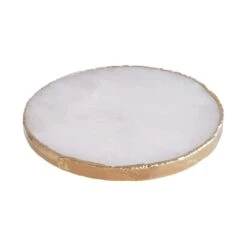 4x Edelsteinuntersetzer Ø11cm CRYSTAL In Weiß-Gold