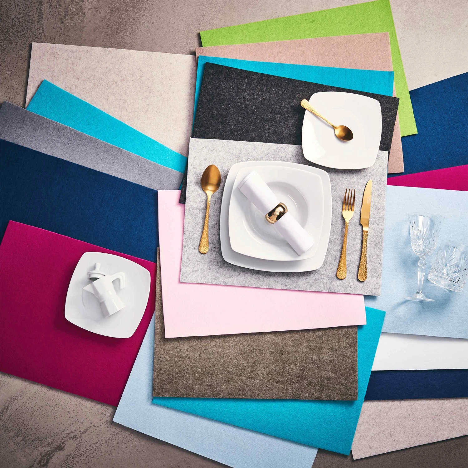 6x Tischset 33x45cm FELTO In Petrol 5 6x Tischset 33x45cm FELTO In Petrol – Bild 3