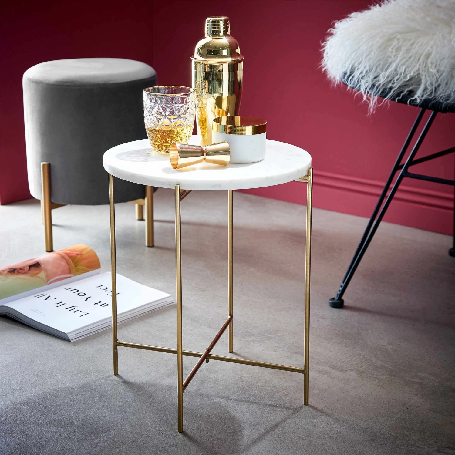 Beistelltisch Mit Marmorplatte MARBLE In Weiß 4 Beistelltisch Mit Marmorplatte MARBLE In Weiß – Bild 2