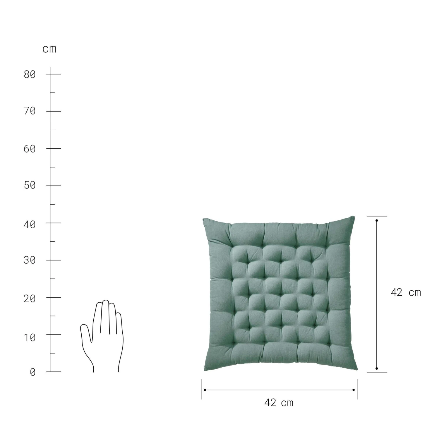 Futonkissen L 42 X B 42cm SOLID In Salbei 6 Futonkissen L 42 X B 42cm SOLID In Salbei – Bild 4