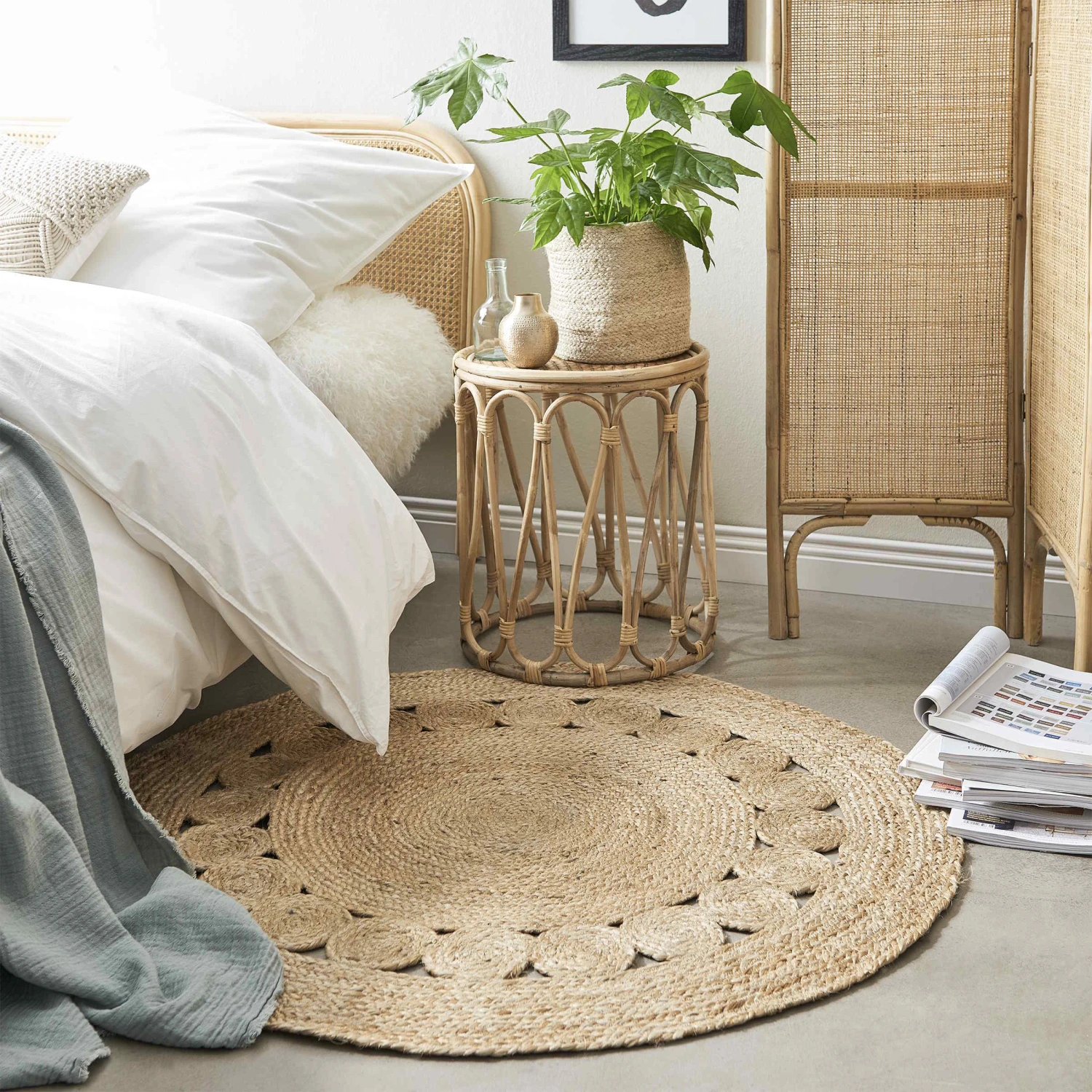 Hanf-Teppich Mit Lochmuster Ø110cm ALL NATURE In Natur 4 Hanf-Teppich Mit Lochmuster Ø110cm ALL NATURE In Natur – Bild 2