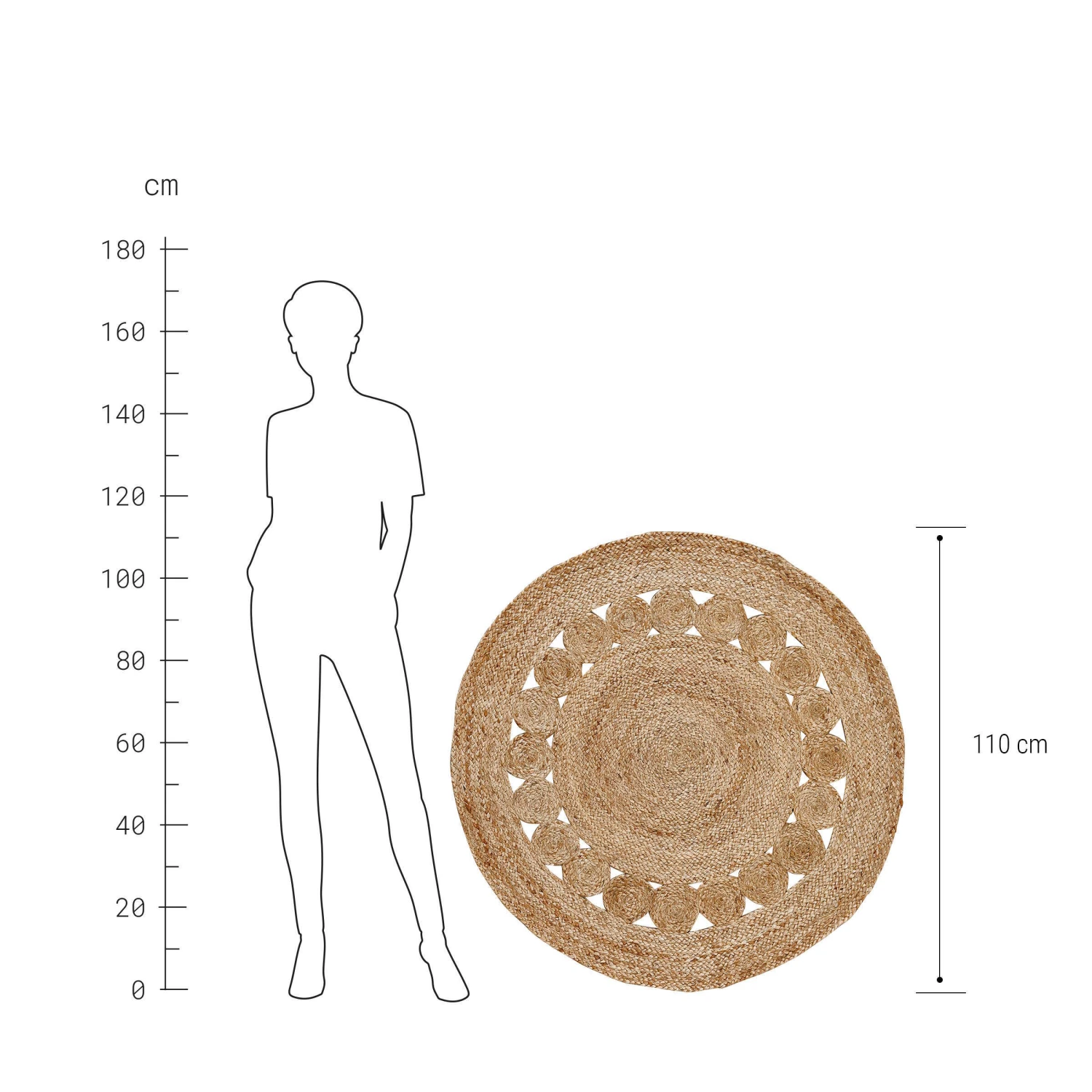 Hanf-Teppich Mit Lochmuster Ø110cm ALL NATURE In Natur 5 Hanf-Teppich Mit Lochmuster Ø110cm ALL NATURE In Natur – Bild 3