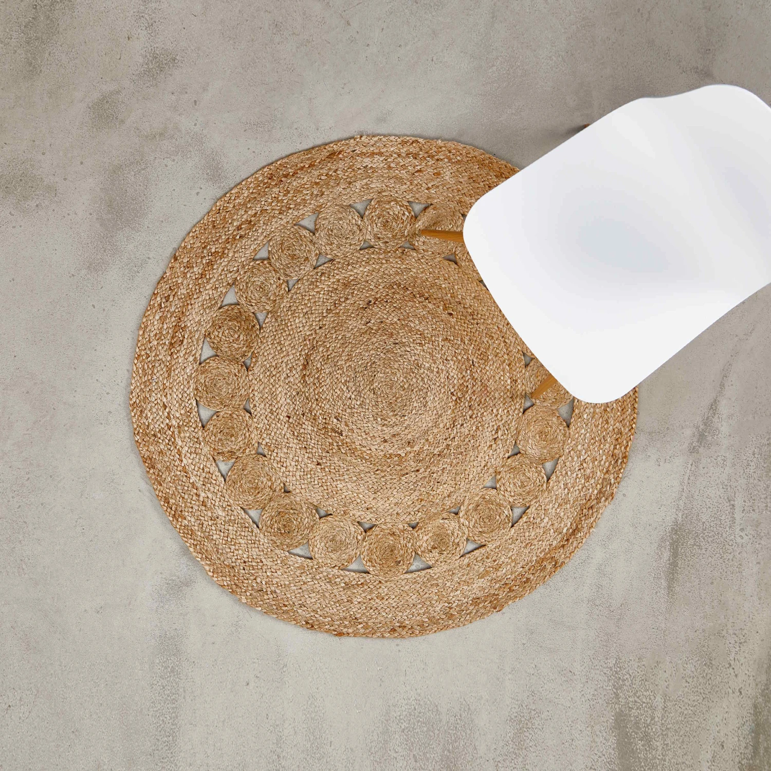 Hanf-Teppich Mit Lochmuster Ø110cm ALL NATURE In Natur 7 Hanf-Teppich Mit Lochmuster Ø110cm ALL NATURE In Natur – Bild 5