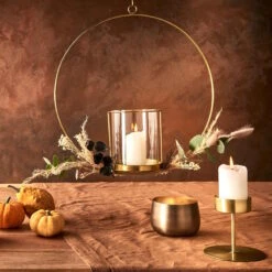 Hängedeko-Ring Mit Glaseinsatz Ø40cm LUNA In Gold -Butlers Speichern butlers hangedeko ring mit glaseinsatz o40cm luna in gold 4