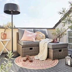 In- & Outdoor-Teppich Ø118cm COLOUR CLASH In Hellrot-Creme -Butlers Speichern butlers in and outdoor teppich o118cm colour clash in hellrot creme 7