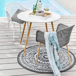 In- & Outdoor-Teppich Ø118cm COLOUR CLASH In Schwarz-Weiß -Butlers Speichern butlers in and outdoor teppich o118cm colour clash in schwarz weiss 8