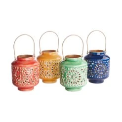 Laterne Höhe 10cm BLUE MAROCCO In Pastellorange -Butlers Speichern butlers laterne hohe 10cm blue marocco in pastellorange 3