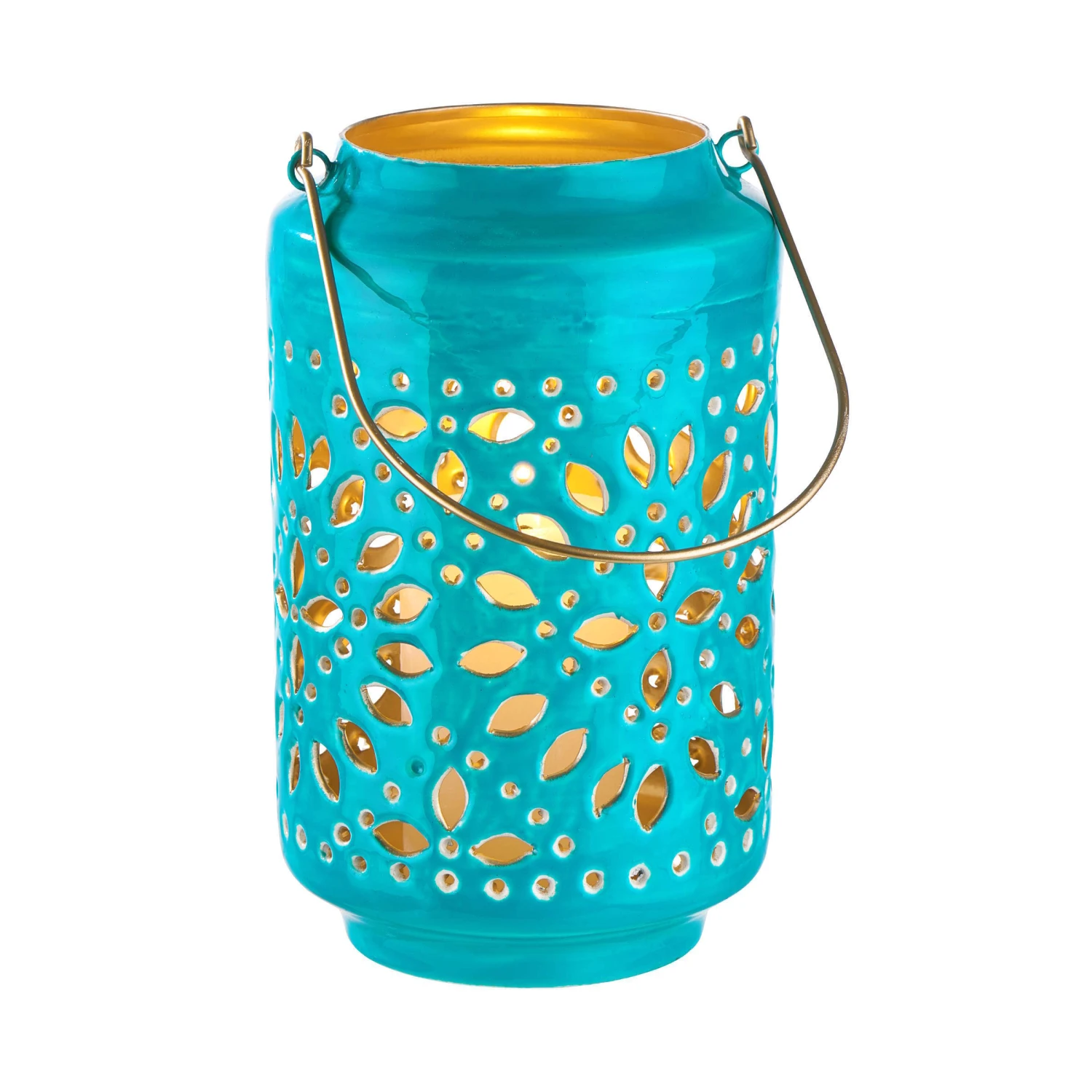 Laterne Höhe 25 Cm BLUE MAROCCO In Petrol-Gold 4 Laterne Höhe 25 Cm BLUE MAROCCO In Petrol-Gold – Bild 2