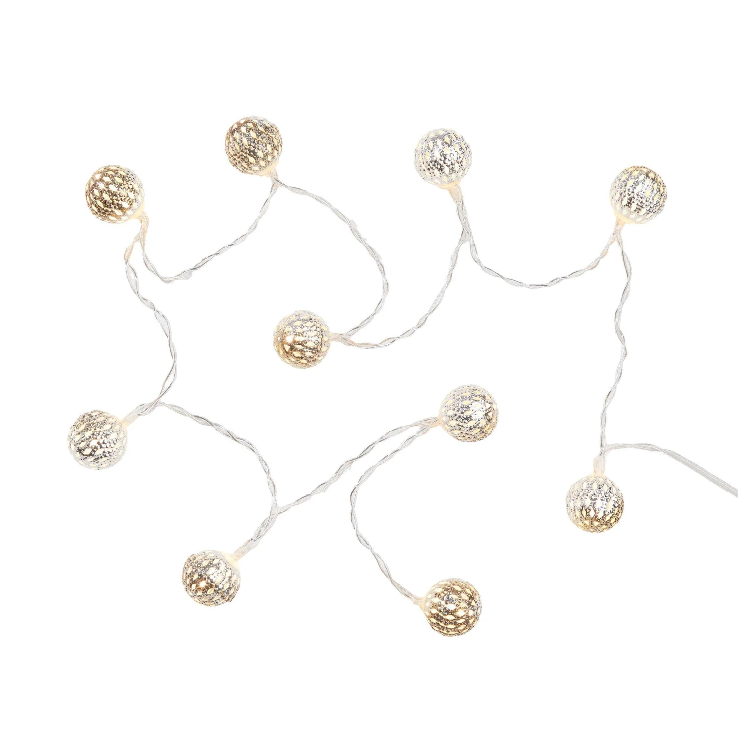 LED-Lichterkette Metallball 10 Lichter Mit USB-Batteriefach ORIENTAL LIGHTS In Silber 6 LED-Lichterkette Metallball 10 Lichter Mit USB-Batteriefach ORIENTAL LIGHTS In Silber – Bild 4