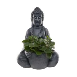 Statue Mit Blumentopf Höhe 69cm BUDDHA In Dunkelgrau -Butlers Speichern butlers statue mit blumentopf hohe 69cm buddha in dunkelgrau 2