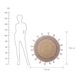 Teppich Rainbow Mit Quasten Ø110cm ALL NATURE In Natur-Bunt -Butlers Speichern butlers teppich rainbow mit quasten o110cm all nature in natur bunt 2