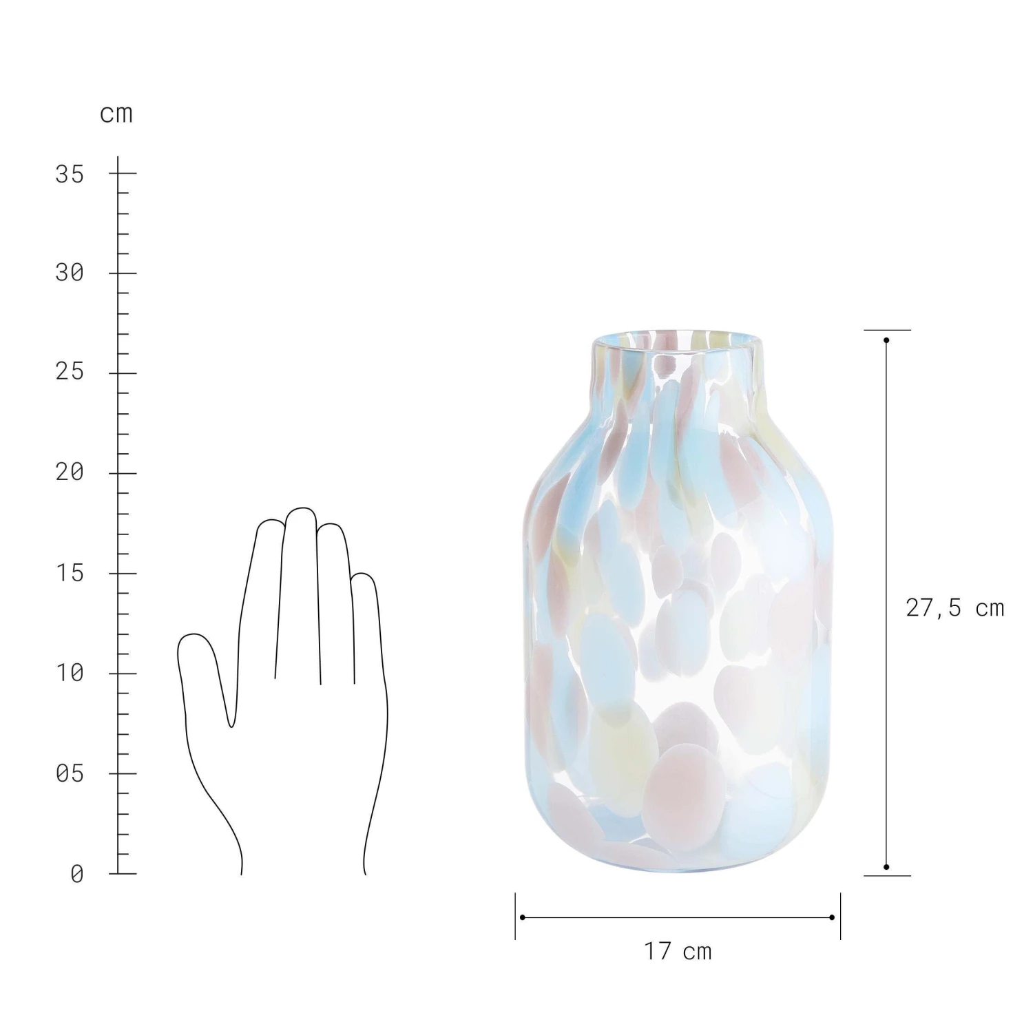 Vase Höhe 28cm CONFETTI In Hellblau-Hellrosa 6 Vase Höhe 28cm CONFETTI In Hellblau-Hellrosa – Bild 4